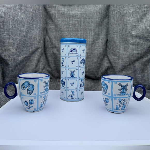 Dutch coffee tin and 2 cup set - Picture 2 of 5